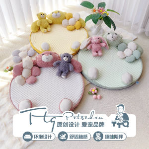 TTQ Original Durable Pet Bed Summer Cool Ice Silk Detachable Cover Teddy Bear Design Dog Mat Cat Nap Mat Comfortable Sponge Fill