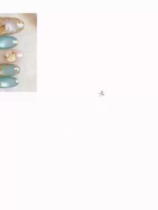 3D golden gilding flowers glossy shimmer cat eyes Oval shaped Short Medium false nails full cover press on acrylic fake nail art