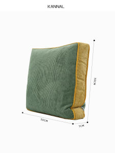 "Toast Toast" Retro Green Yellow High-End Corduroy Cushion Three-Dimensional Square Pillow