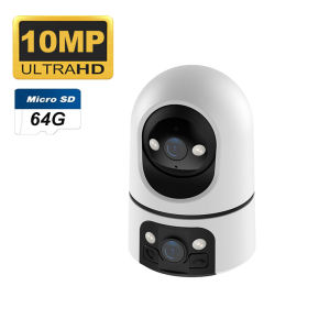 10MP WiFi Indoor Smart  Security Camera 5K UHD Dual Screen Lens Infrared Night Vision Motion Detection Auto Track Two-Way Audio