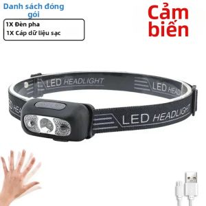 Đèn Pha LED Mini Ánh Sáng Mạnh Đèn Pin Cầm Tay Chống Nước Dùng Cho Câu Cá Ban Đêm Cắm Trại Hoạt Động Ngoài Trời Với Cảm Biến Sạc USB