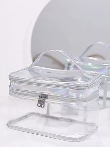 Korean transparent makeup bag Large capacity dry and wet separation waterproof toiletry bag Portable travel cosmetics storage ba
