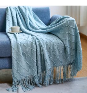 Chăn Dệt Kim Cỡ Lớn Phong Cách Boho Chủ Đề Giáng Sinh Màu Xanh Lá Cây Mềm Mại Ấm Áp Chất Liệu Acrylic Họa Tiết Kẻ Caro Jacquard Phù Hợp Trang Trí Nhà Nông Thôn