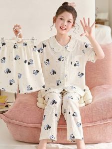 SHAPRA | Children Cartoon Panda Short Sleeve Summer Sleepwear Set