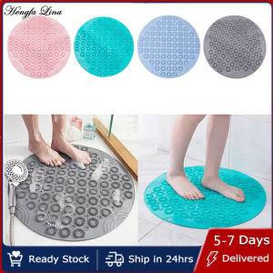 Hengfa Lina 1PC 55CM Round PVC Non-slip Bathroom Mat Soft Shower Bathroom Massage Mat Suction Cup Non-slip Bathtub Carpet Large Size