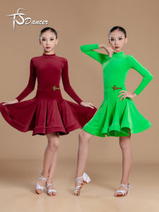 Cloud Velvet Long Sleeve Latin Dance Suit Childrens Performance Costume Competitive Exam Grade Separate Set Female Kids