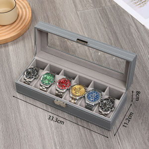 Transparent Leather Watch Storage Box