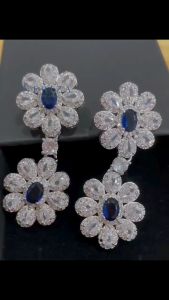 Neriza Jewelry/ ต่างหูระย้าประกบเพชรสังเคราะห์ ประกายเทียบเท่าเพชรแท้ NE157 ต่างหูเพชรประกบ ต่างหูเพชร ต่างหูระย้า