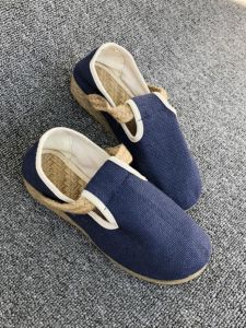 Retro Flaxen Womens Shoes Ethnic Simple Artistic Small Size Heightening Single Shoes Match Hanfu Low Help round Head Canvas Shoes