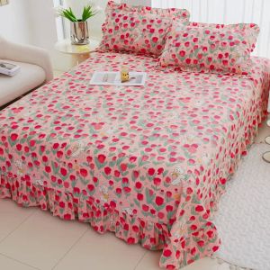 Pure Cotton Bedding Set 100% Cotton Lace Edge Single Piece 1.8m Bed Skirt Duvet Cover Pillowcase Three-piece Set New 2024