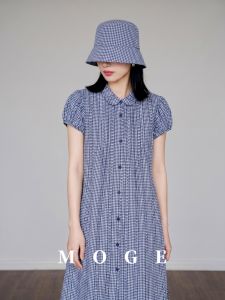 Retro College Style Puff Sleeve Shirt Dress Loose Summer New Dress