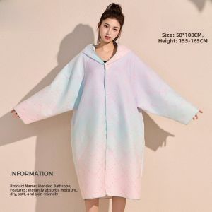 Quick Dry Swimming Robe Hooded Open Front Adult Mens Diving Sport Sunscreen Beach Towel Versatile Wearing Design Bath Robe