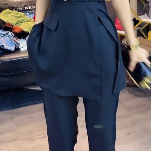 ชุดแฟชั่นฤดูร้อน 2025 คอวีไม่สมมาตร กระชับสัดส่วน เสื้อผ้าทำงานผู้หญิง ชุดทำงาน ชุดทำงาน เสื้อผ้าทำงาน ชุดทำงาน