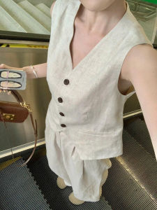 Cotton Linen Womens High End Casual Sleeveless Set Summer Loose Feelings Vintage Fashion Quality Student Work Uniforms
