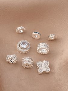 Handmade DIY Copper Plated Thick Silver Color Retention Wheel Spacer Beads with Zirconia Stones Bracelet Necklace Butterfly Four-Way Lucky Beads Material