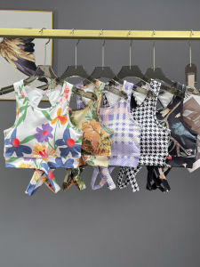 Colorful Sports Bra Womens Summer Shockproof Gathered Yoga Top Outdoor Running Fitness Printing Beautiful Back Vest