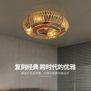 Retro 110V Fan Light Fixture with Hemp Rope for Living Room And Dining Room Ceiling Mounted Industrial Style Pendant Fan Light