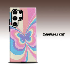 BILIBILI | Rainbow Butterfly For Samsung Galaxy S26 S25 S24 A56 A36 Dual Layer Luxury Fashion Full Lens Protective Case