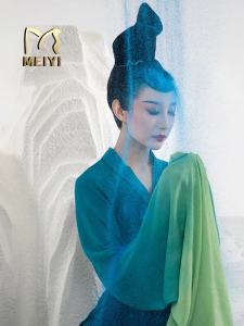 Charming Green Performance Costume with Water Sleeves for Classical And National Dance Spring Festival Evening Show