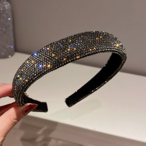 Fashion Full Diamond Super Flash Elegant Headband Fashion All-Match Colorful Crystals Hair Band Simple Personality Trendy Internet Celebrity Hair Accessories