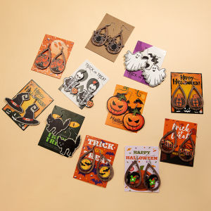 การ์ตูนฮาโลวีน Jack-O-Lantern ต่างหูที่ไม่ซ้ํากันส่วนบุคคล Ghost Face Skull Man จี้หู Gothic ผีเสื้อหูอุปกรณ์เสริมสําหรับผู้หญิง