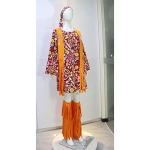 Women Hippie Dress 60s 70s Peace Love Costume Vintage Disco Hippie Dress Halloween Boho Costumes