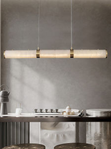 DAIWEIYA | Modern Linear Ceiling Light with Natural Stone and Brass Bar Design for Dining Room Living Room Bar Counter Tea Room Home Use