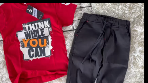 Setelan Celana Chino Panjang Kaos Distro Anak Laki-Laki Perempuan Bahan Katun 30s Premium