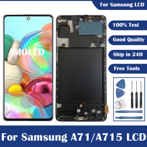 Super AMOLED For Samsung For Galaxy A71 A715 A715F A715FD LCD With Touch Screen Digitizer Sensor Glass Assembly Free Shipping