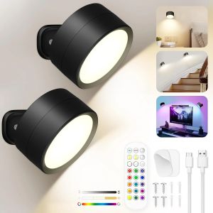 Led Wall Lamp Touch Control IR Remote 360 Rotatable USB Recharge Wireless Portable Night Light For Bedside Bedroom Reading Lamp