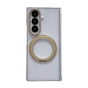 szhaiyu | For Samsung Galaxy Z Fold 8 7 6 5 360 Rotating Bracket Clear Magnetic Case With Ring Holder Stand Shockproof Hard PC Cover