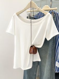 MISHANGYICHU | Off Shoulder Large Neckline Snow Cotton Thin Loose Fitting Women T-Shirt
