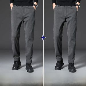 ROMON | Lormen Mens Casual Thickened Woolen Straight Leg Trousers Autumn Winter New Style High End Business Pants Fashionable City Style