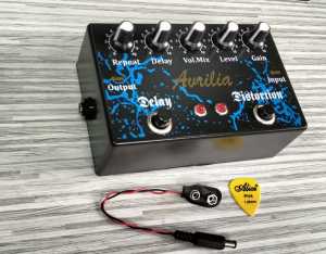 Efek Gitar Double AVRILIA BIRU (Distorsi+Delay) Termurah