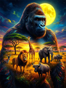 HUACAN Diamond Mosaic Chimpanzees Elephants Full Drill Diamond Painting 5D Animal Landscape Forest Gift Rhinestones Complete