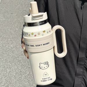 Túi Đựng Nước Cách Nhiệt Cỡ Lớn Bằng Thép Không Gỉ Có Nắp Lọt Vào Cho Nữ Thiết Kế Mới Túi Đựng Nước Có Ống Hút Dung Tích Lớn Túi Đựng Nước Bằng Sứ