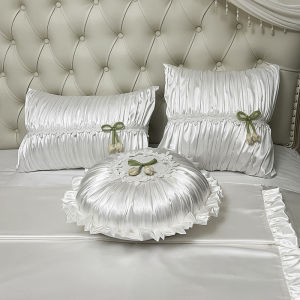 Luxury French Style Ice Silk Triangle Pillow Core Can Be Removed And Washed round Window Cushion Two-Piece Set Princess Style