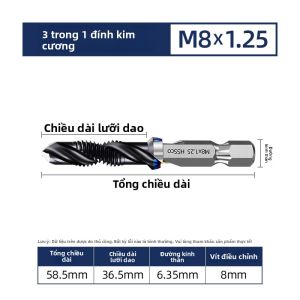 LASH | Bộ 3 Mũi Taro Cắt Ren Inox Tích Hợp Mũi Khoan