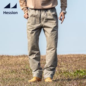 HESSION | Slim Fit Pure Cotton Drawstring Waist Trousers