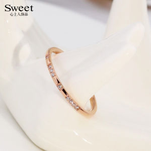 Japanese Luxury Lightweight Titanium Steel Rose Gold Ring for Women Simple Diamond Fashion Accessory Popular Among Youth