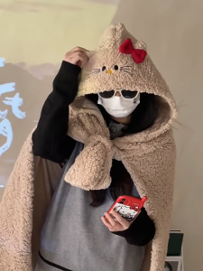 พร้อมส่งผ้าห่มมีฮู้ดrabbit ผ้าห่มคลุมไหล่ catผ้าห่มคลุมตัวห้องปรับอากาศ ผ้าคลุมนอนหมี