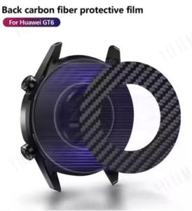Carbon Fiber Back Protector Sticker For Huawei Watch GT5 /GT6 Anti-Scratch Anti-Fingerprint Full Cover Ultra-Thin Skin Protector