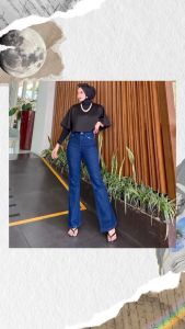 Celana Jeans Cutbray Wanita Highwaist