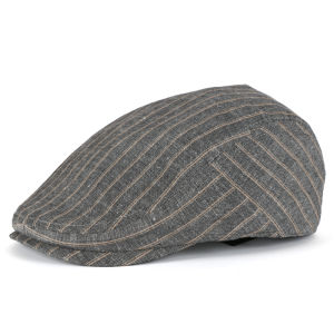 หมวกเบเร่ต์ผ้าฝ้ายลินินบางระบายอากาศสำหรับผู้ชายในฤดูร้อน หมวกทรงปากเป็ดแบบคลาสสิก หมวกทรงกลม หมวกแฟชั่นสำหรับกลางแจ้ง