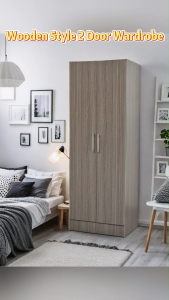 ⏰Almari Baju 2 Pintu Terkini / Almari Baju 2 Pintu Murah 🔥 DIY REQUIRED & EASY INSTAII / SamPoint_ Moden 2 Door Wardrobe / Beige + White Colour & Columbia + Grey Colour & Grey Color & Natural Color / Ready Stoc