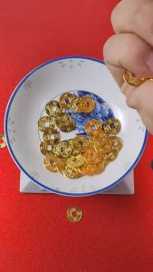24PCS Gold-Plated Lucky Charm Money Coins 4.5cm Plastic Gold Fengshui Lucky Coins