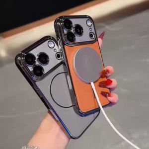 szhaiyu | Luxury Electplating Phone Case For iPhone 18 Pro iPhone 18 Pro Max For Magsafe With Large Window Lens Protector Shockproof Cover