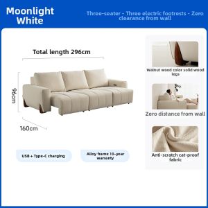 Electric Small Living Space Wooden Cream Style Cat-Resistant Fabric Sofa