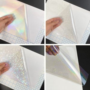 50 แผ่น A4 ขนาด Holographic เย็นฟิล์มเคลือบ CLEAR Self-Adhesive ไวนิลสติกเกอร์ 8.3x11.7 นิ้วกันน้ํา 4 รูปแบบ
