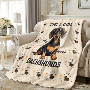 VIKAMA Cute Dachshund Soft And Comfortable Flannel Blanket Is Perfect For Naps Camping Traveling And Home Decoration